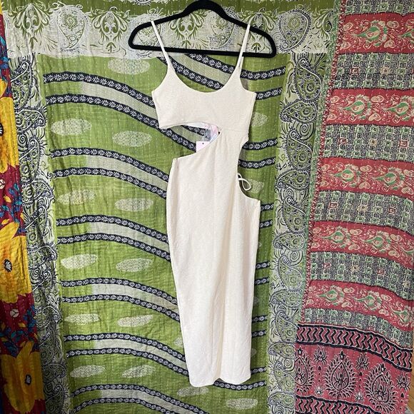 NWT Oh Polly Cream Sonora Strappy Cut Out Bodycon Midi Dress Size 4 - Picture 3 of 16